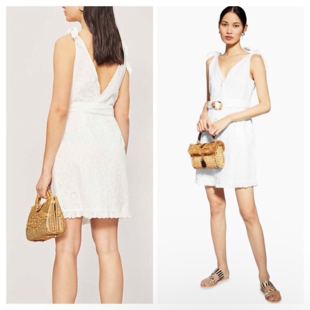 Topshop Broderie Tie Shoulder Eyelet Dress